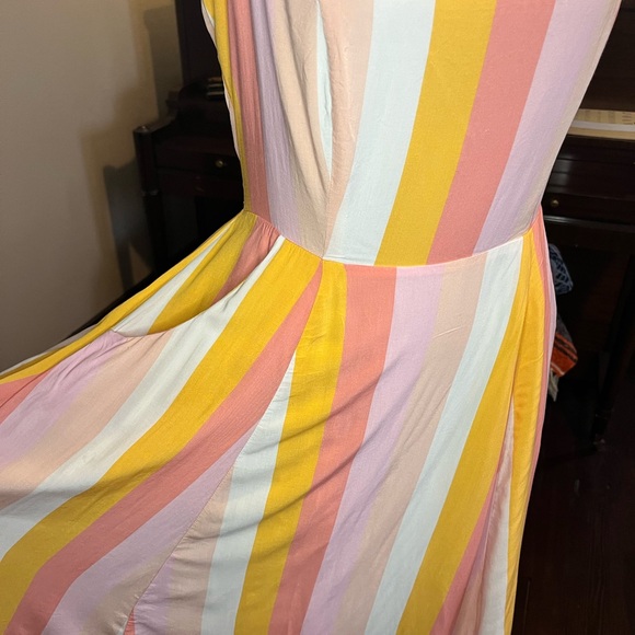 LIKE NEW Modcloth x Collectif Sandy-Lynn Peachy Stripe Dress Pink Striped Halter - Picture 5 of 9